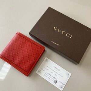 Gucci Red Quilted Leather Card & Key Wallet